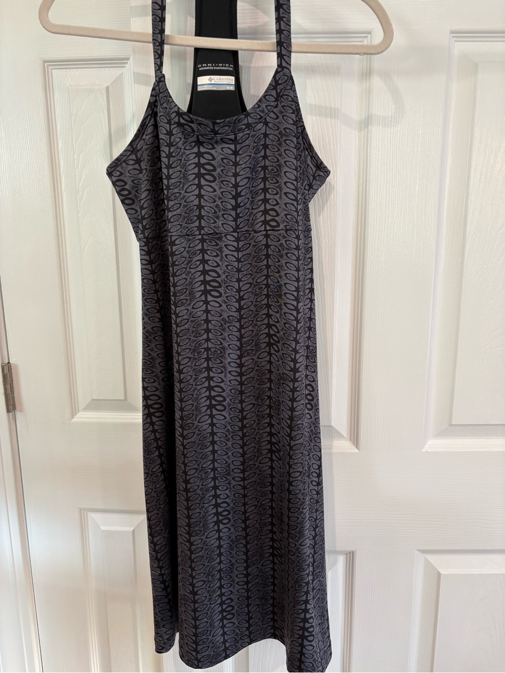Columbia Black Leaf-Pattern Midi Dress